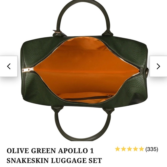 NWT TOTE & Carry OLIVE GREEN APOLLO 1 SNAKESKIN LUGGAGE SET - Picture 4 of 16